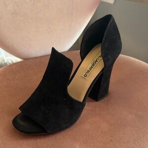 Karl Lagerfeld Suede Black Open-Toe Heels